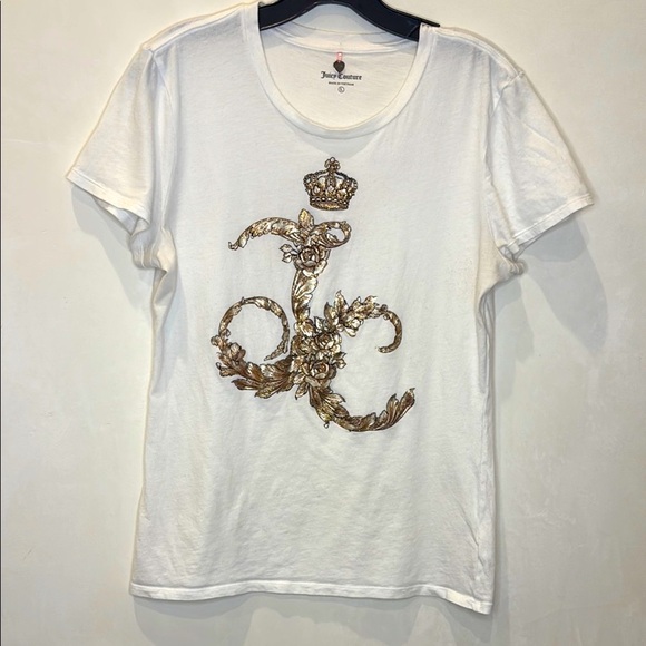 Juicy Couture White Tee with Gold Embellishments - Picture 1 of 6